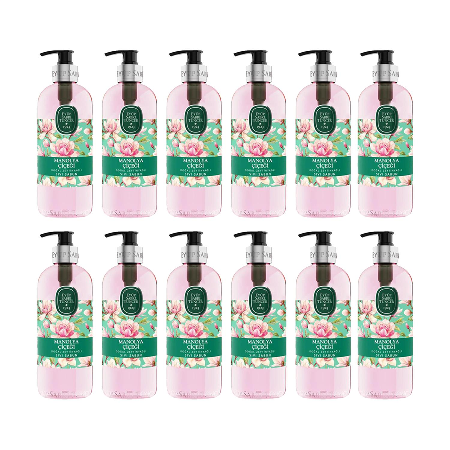 Eyüp Sabri Tuncer Doğal Zeytinyağlı Sıvı Sabun Manolya Çiçeği 500 ML x 12 Adet