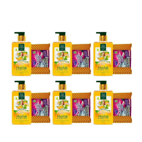 Eyüp Sabri Tuncer Portakal Aromalı Mutfak Sabunu 500 ml + Magic Sünger x 6