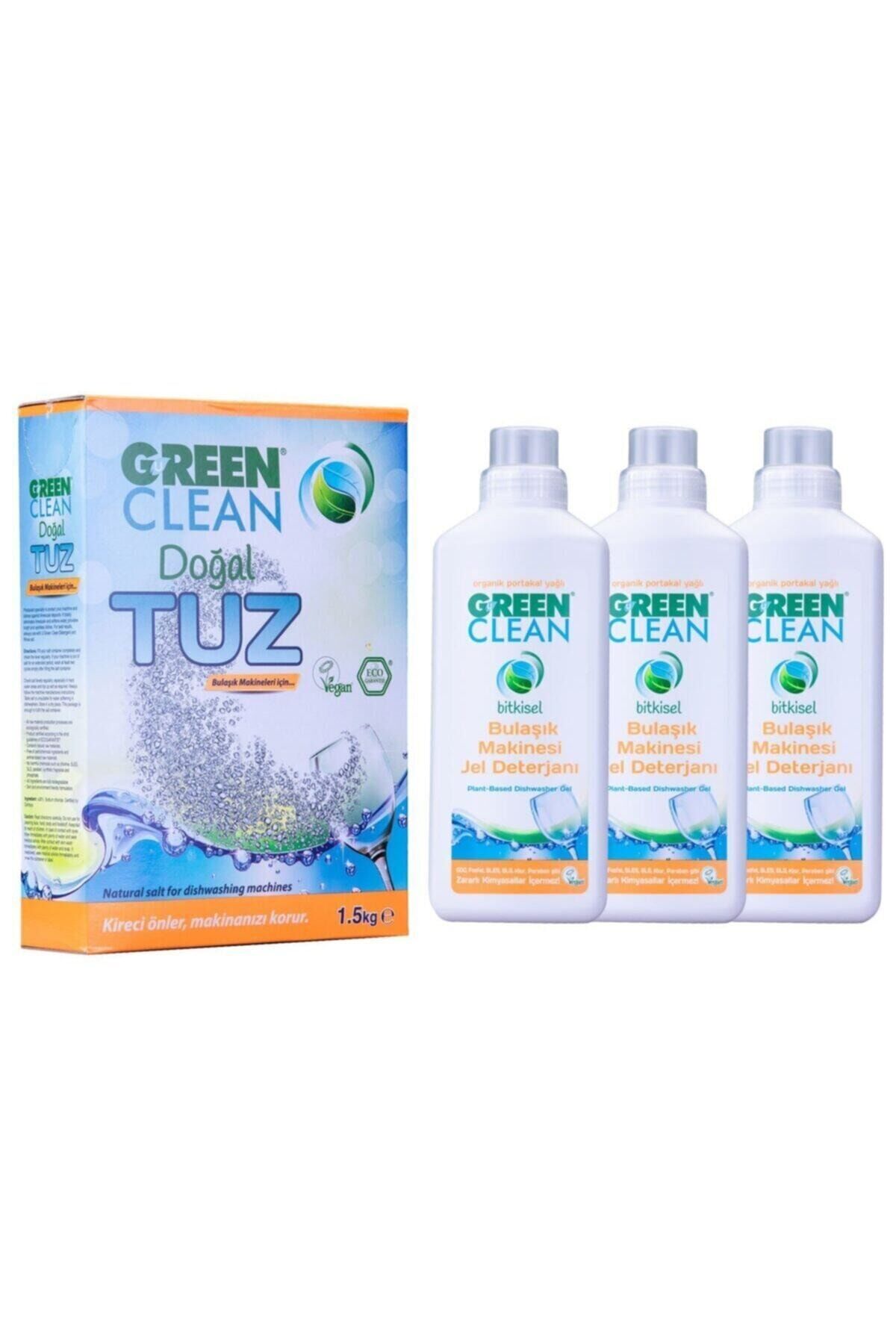 Green Clean Bulaşık Makinesi Jel Deterjan 1000 ml x 3 Adet ve Makine Tuzu 1,5 Kg