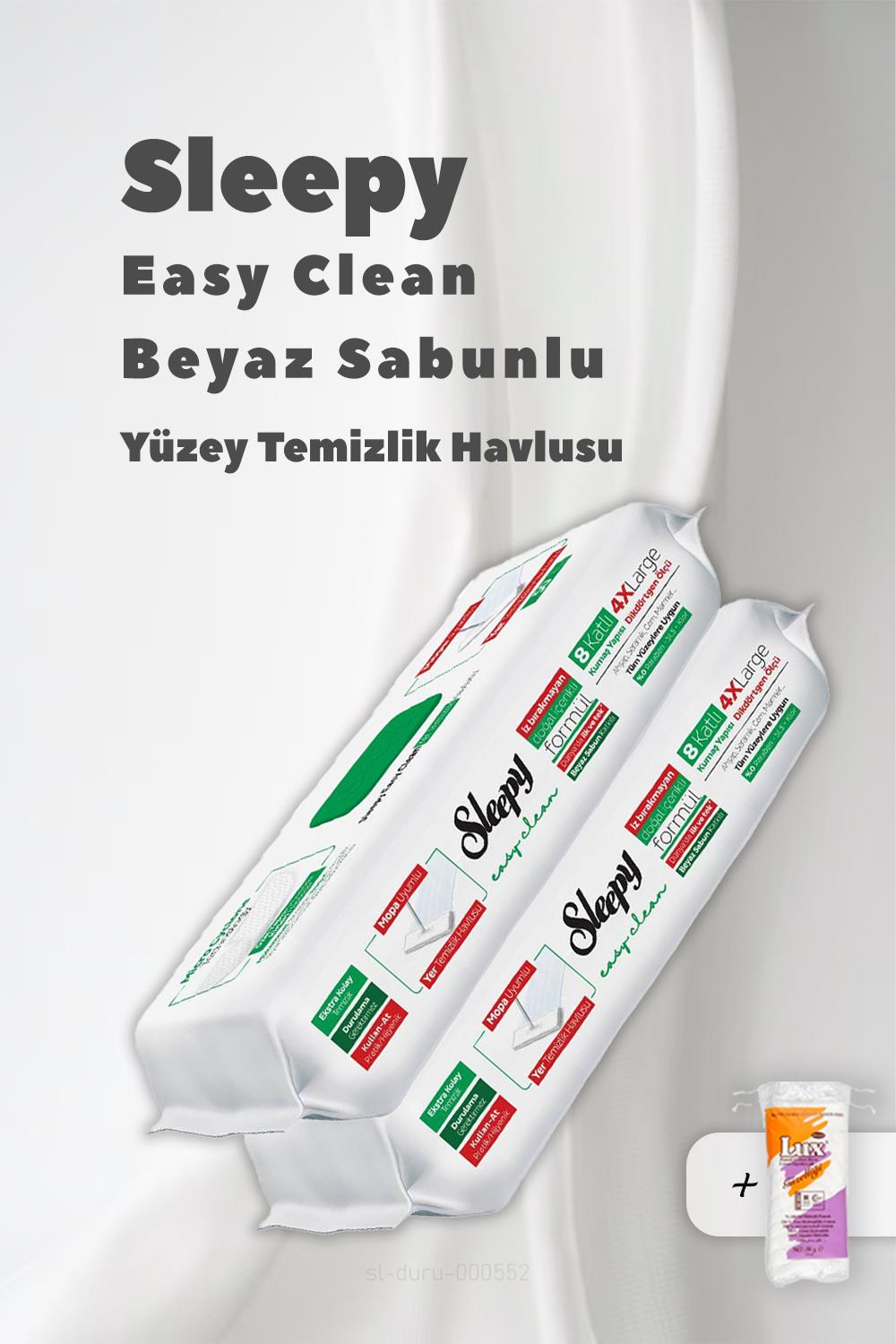 Sleepy 4 XL Mopa Uyumlu Beyaz Sabunlu Havlu 2 Paket ve Pamuk