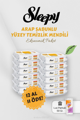 Sleepy Arap Sabunlu Yüzey Havlusu 12 AL 11 Öde Hediyeli