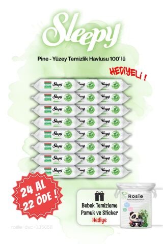 100'lü Sleepy 24 AL 22 ÖDE Pine Çam Ferahlığı Islak Havlusu ve ROSIE
