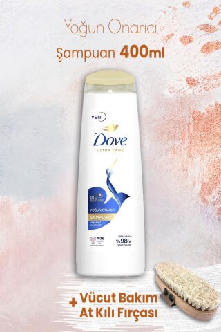 Dove Ultra Care Yoğun Onarıcı Şampuan 400 ml ve Vücut Bakım At Kılı Fırçası