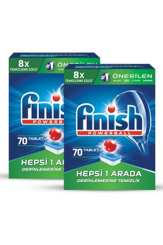 Finish Hepsi Bir Arada Bulaşık Makinesi Deterjanı Tableti 70 Yıkama x 2