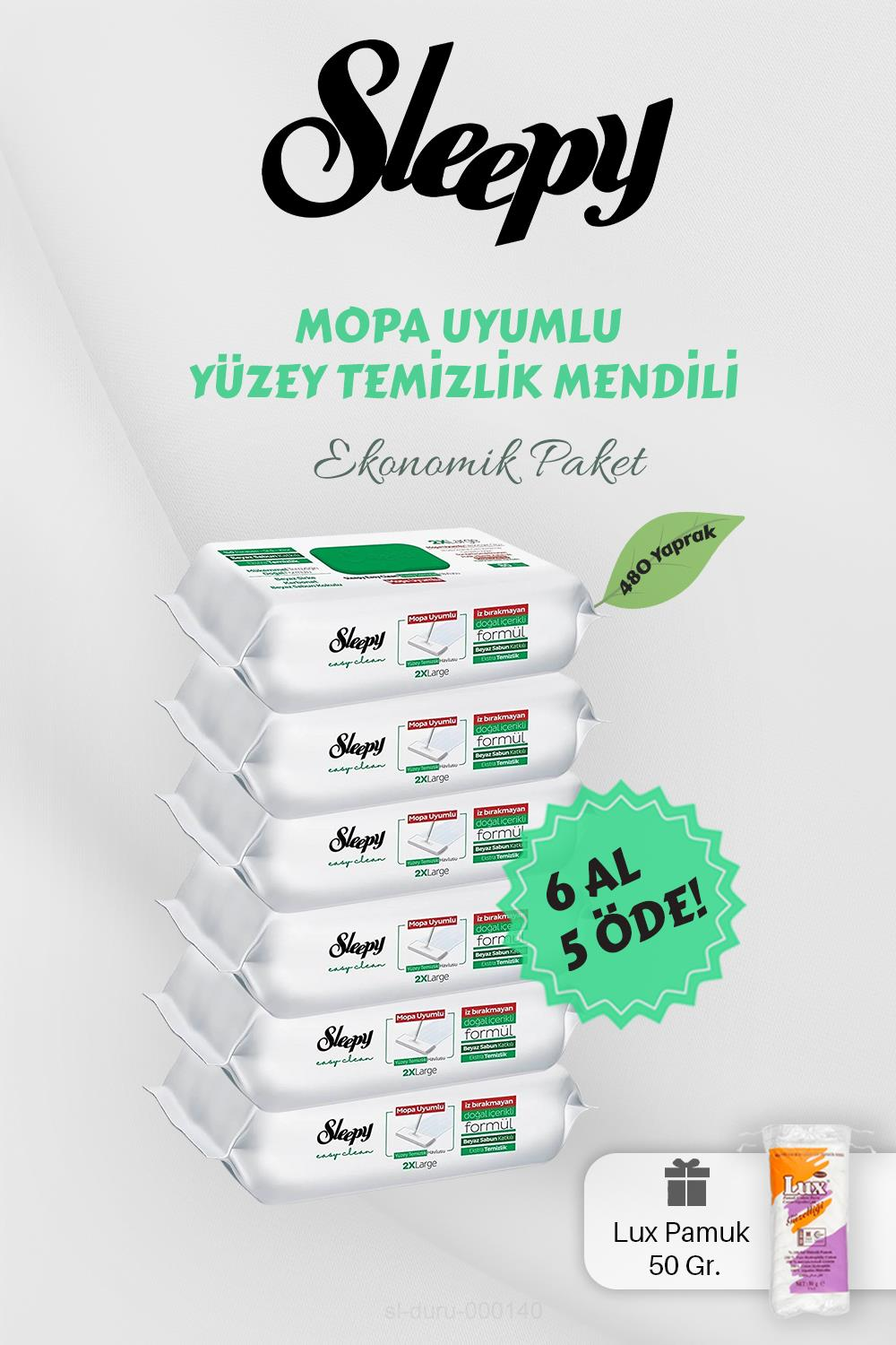 Sleepy Mopa Uyumlu Yüzey Havlusu 6 AL 5 Öde Hediyeli