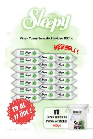 Sleepy Pine 100'lü 19 AL 17 ÖDE Çam Ferahlığı Islak Havlusu ve ROSIE