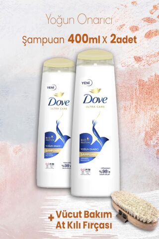 Dove Ultra Care Yoğun Onarıcı Şampuan 400 ml x 2 Adet ve Vücut Bakım At Kılı Fırçası