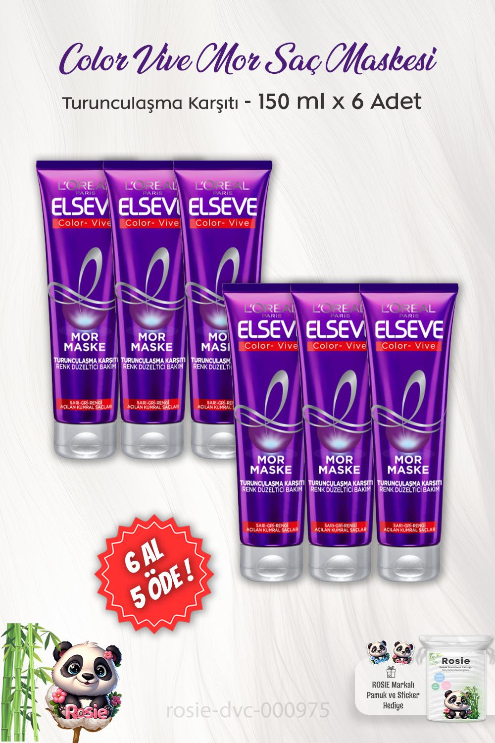 6 AL 5 ÖDE Elseve Color Vive Mor Maske Turunculaşma Karşıtı 150 ml ve ROSIE