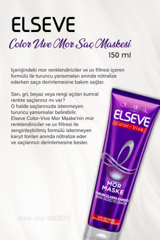6 AL 5 ÖDE Elseve Color Vive Mor Maske Turunculaşma Karşıtı 150 ml ve ROSIE
