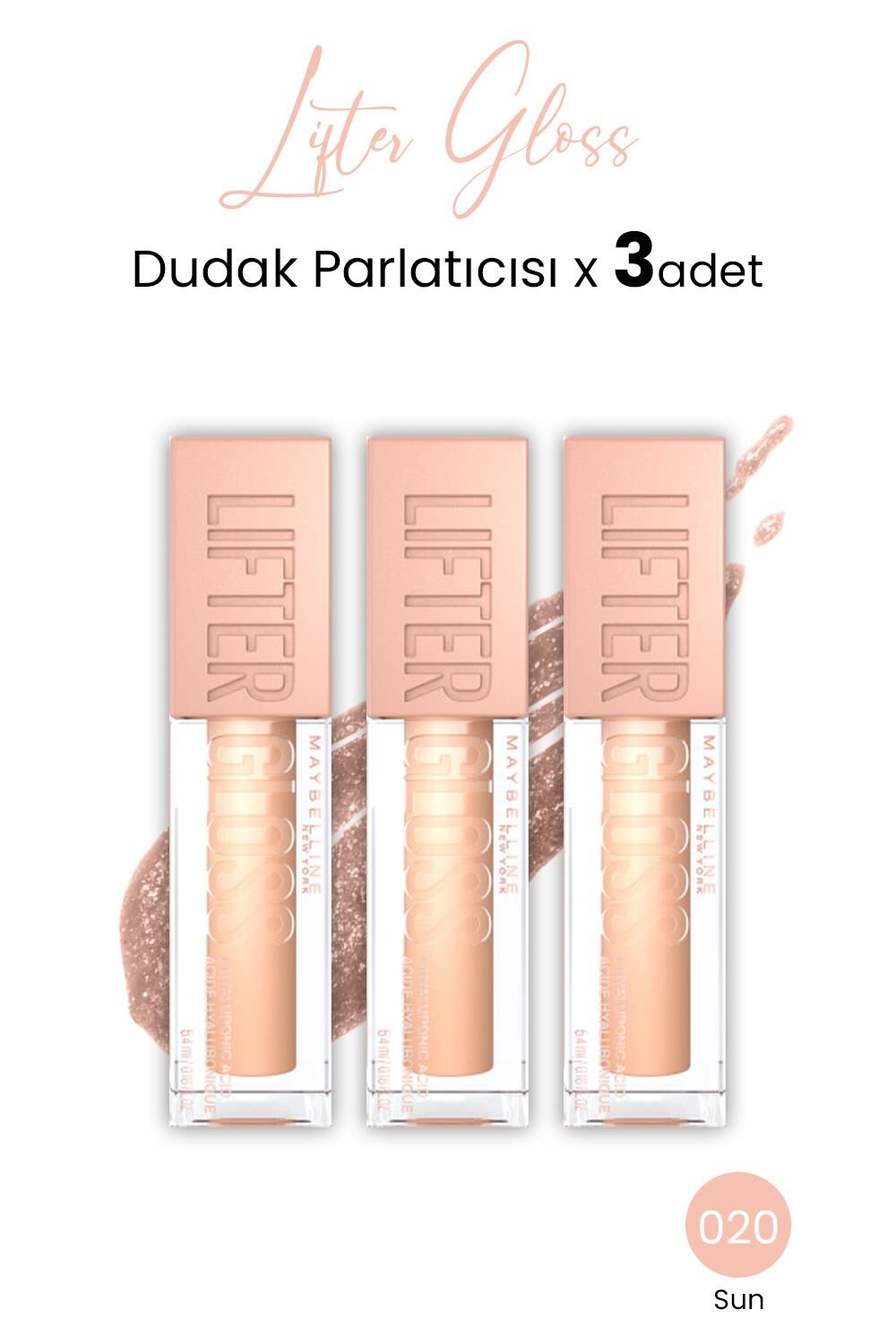 Maybelline New York Lifter Gloss Dudak Parlatıcısı 020 Sun x 3 adet
