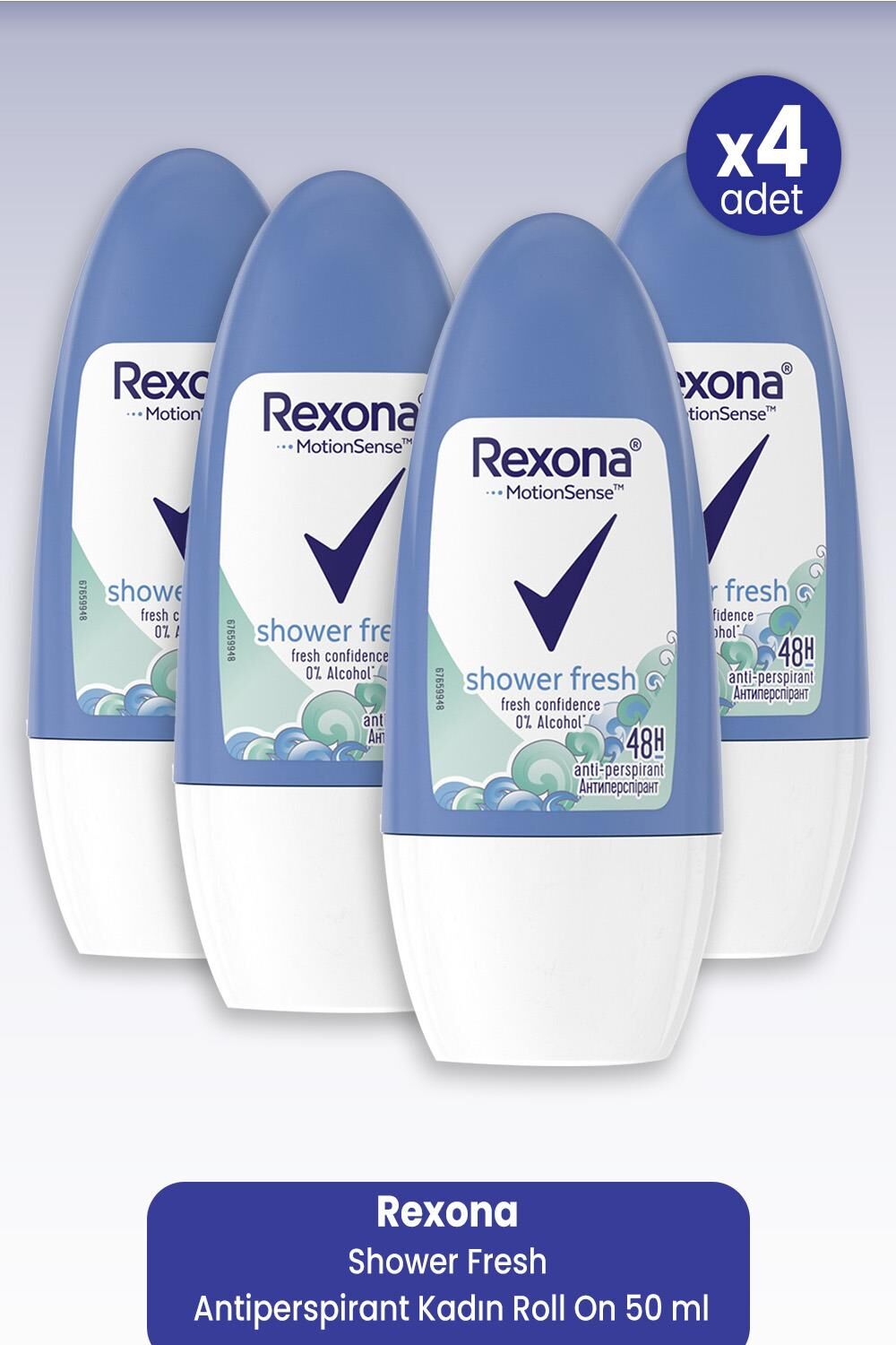 Rexona Shower Fresh Antiperspirant Kadın Roll On 50 ml x 4 Adet