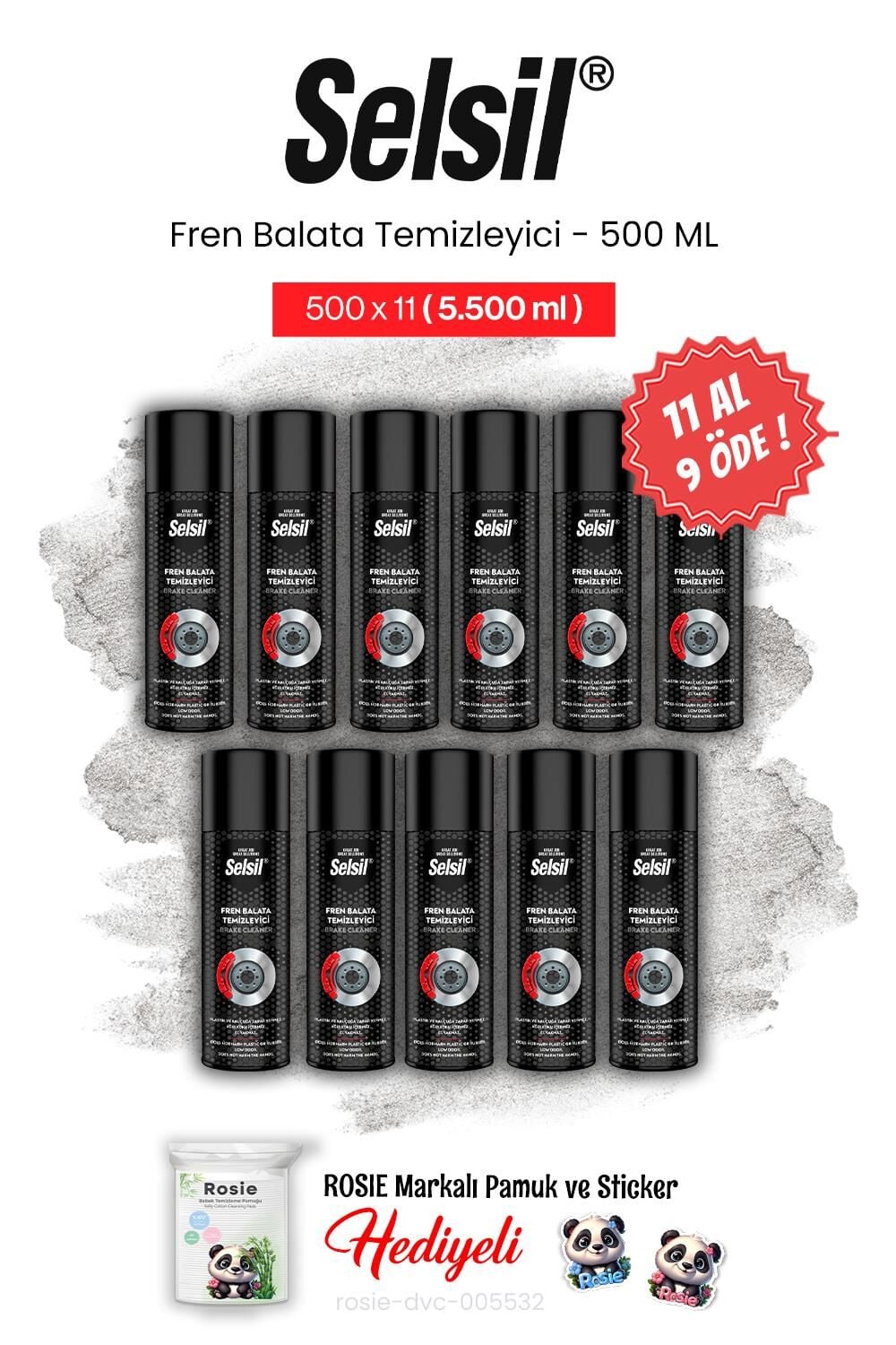 Selsil 500 ml Fren Balata Temizleyici Sprey, 11 AL 9 ÖDE ve rosie pamuk
