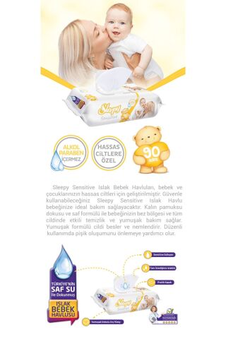 Sensitive Islak Mendil 90 Yaprak 8 Adet
