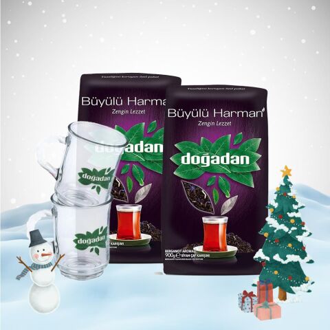 Doğadan Büyülü Harman Bergamot Aromalı 900 gr x 2, 2 Adet Doğadan Cam Bardak Hediyeli