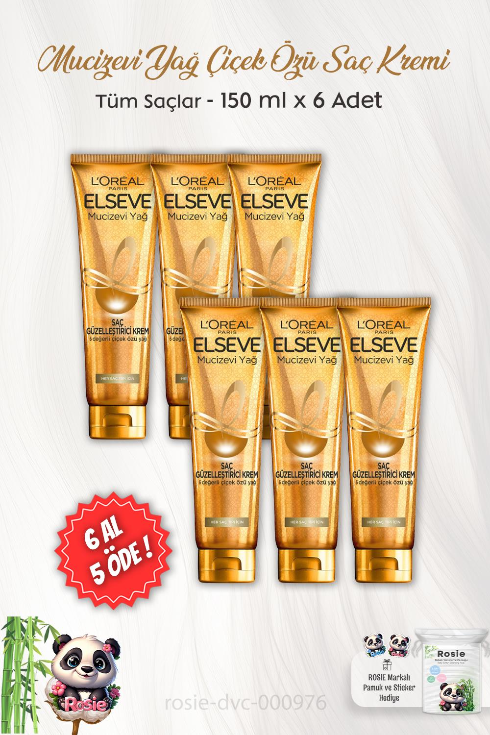 6 AL 5 ÖDE Elseve Mucizevi Yağ Saç Kremi Çiçek Özü 150 ml ve ROSIE