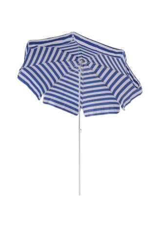 8 Telli-200 Cm Mavi Beyaz Plaj Bahçe Balkon Şemsiyesi, Eğilebilen Şemsiye