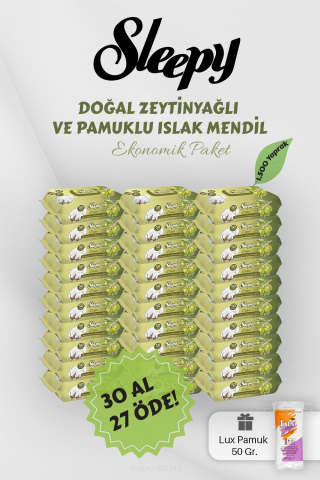 Sleepy Zeytinyağlı Pamuklu Bebek Havlusu 30 AL 27 Öde Hediyeli