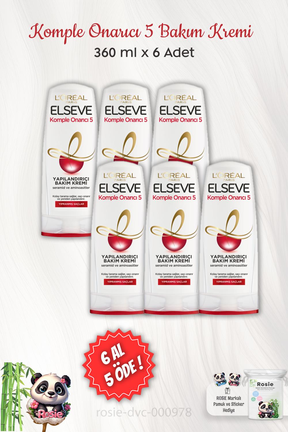 6 AL 5 ÖDE Elseve Komple Onarıcı 5 Yapılandırıcı Bakım Kremi 360 ml ve ROSIE