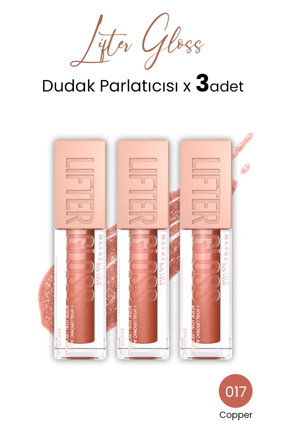 Maybelline New York Lifter Gloss Dudak Parlatıcısı 017 Copper x 3 adet