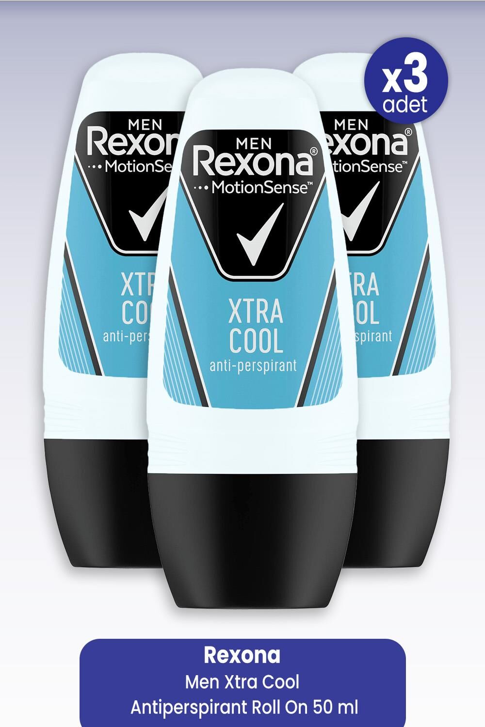 Rexona Men Xtra Cool Antiperspirant Roll On 50 ml x 3 Adet
