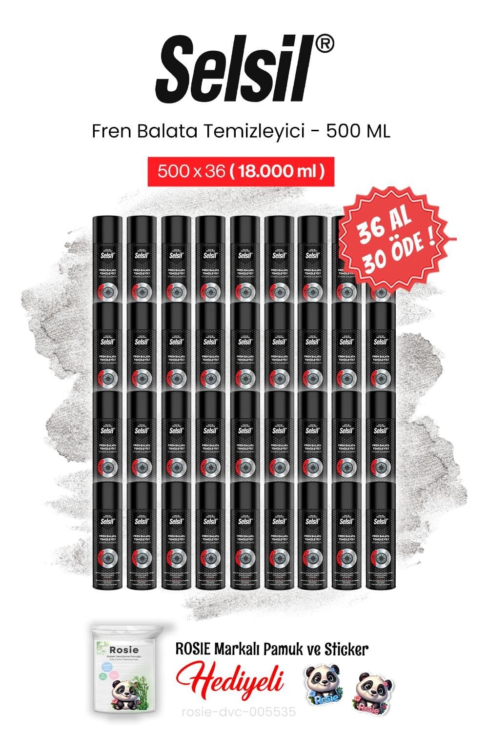 Selsil 500 ml, 36 AL 30 ÖDE Fren Balata Temizleyici Sprey ve rosie pamuk