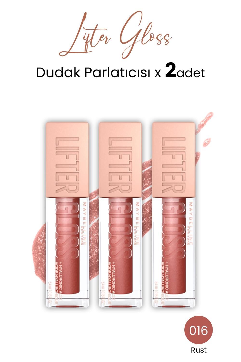 Maybelline New York Lifter Gloss Dudak Parlatıcısı 016 Rust x 3 adet