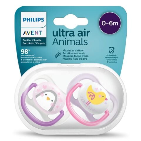 Philips Avent Ultra Air Hayvan Desenli Emzik 2'li 0-6 Ay  Kız