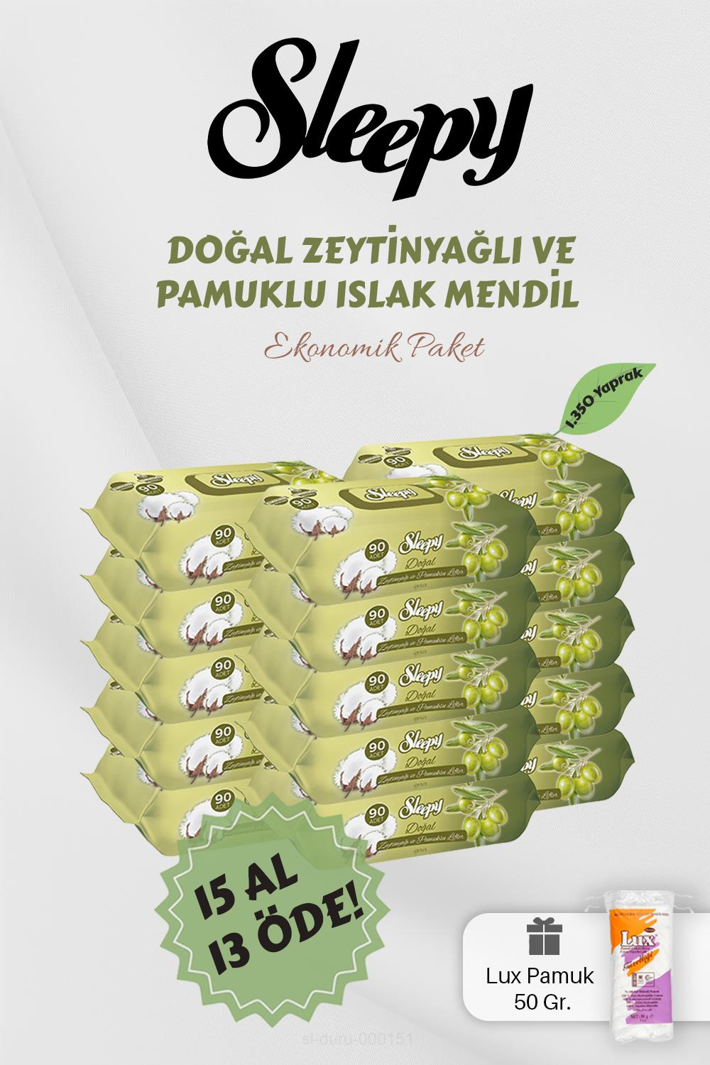 90' lı Zeytinyağlı Pamuklu Bebek Mendili 15 AL 13 Öde Hediyeli