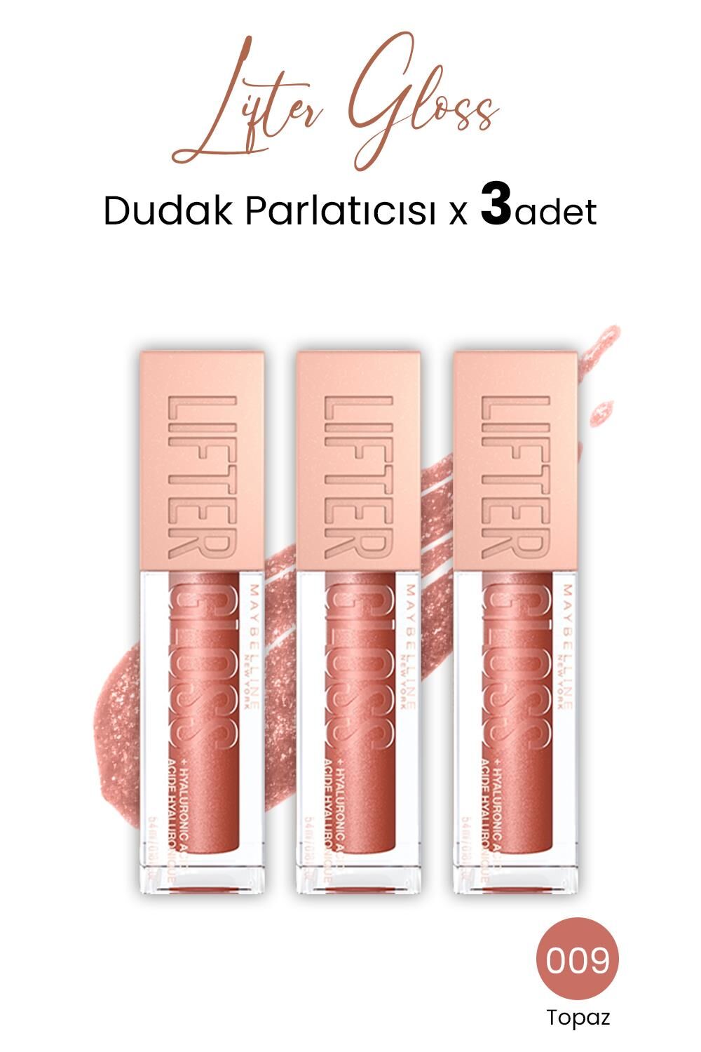 Maybelline New York Lifter Gloss Dudak Parlatıcısı 009 Topaz x 3 adet