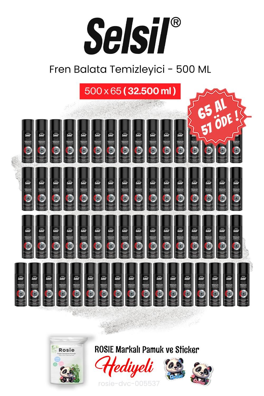 Selsil 65 AL 57 ÖDE, 500 ml Fren Balata Temizleyici Sprey ve rosie pamuk