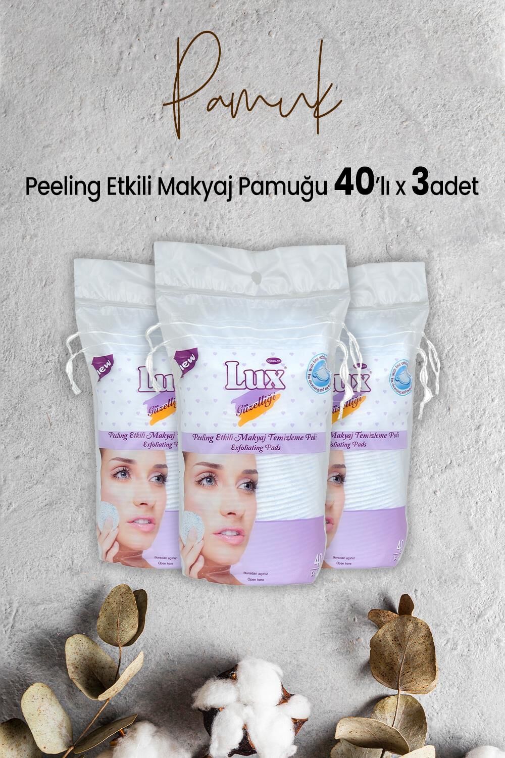 Lux Peeling Etkili Makyaj Pamuğu 40' lı x 3 Adet