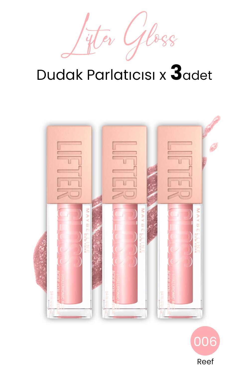 Maybelline New York Lifter Gloss Dudak Parlatıcısı 006 Reef x 3 adet