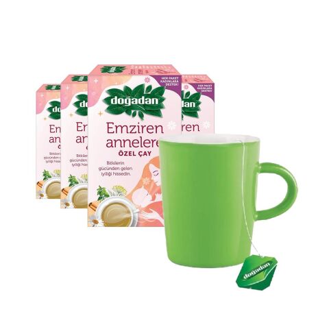 Doğadan Emziren Annelere Özel Bitki Çayı 18'li x 4, Yeşil Kupa Hediyeli