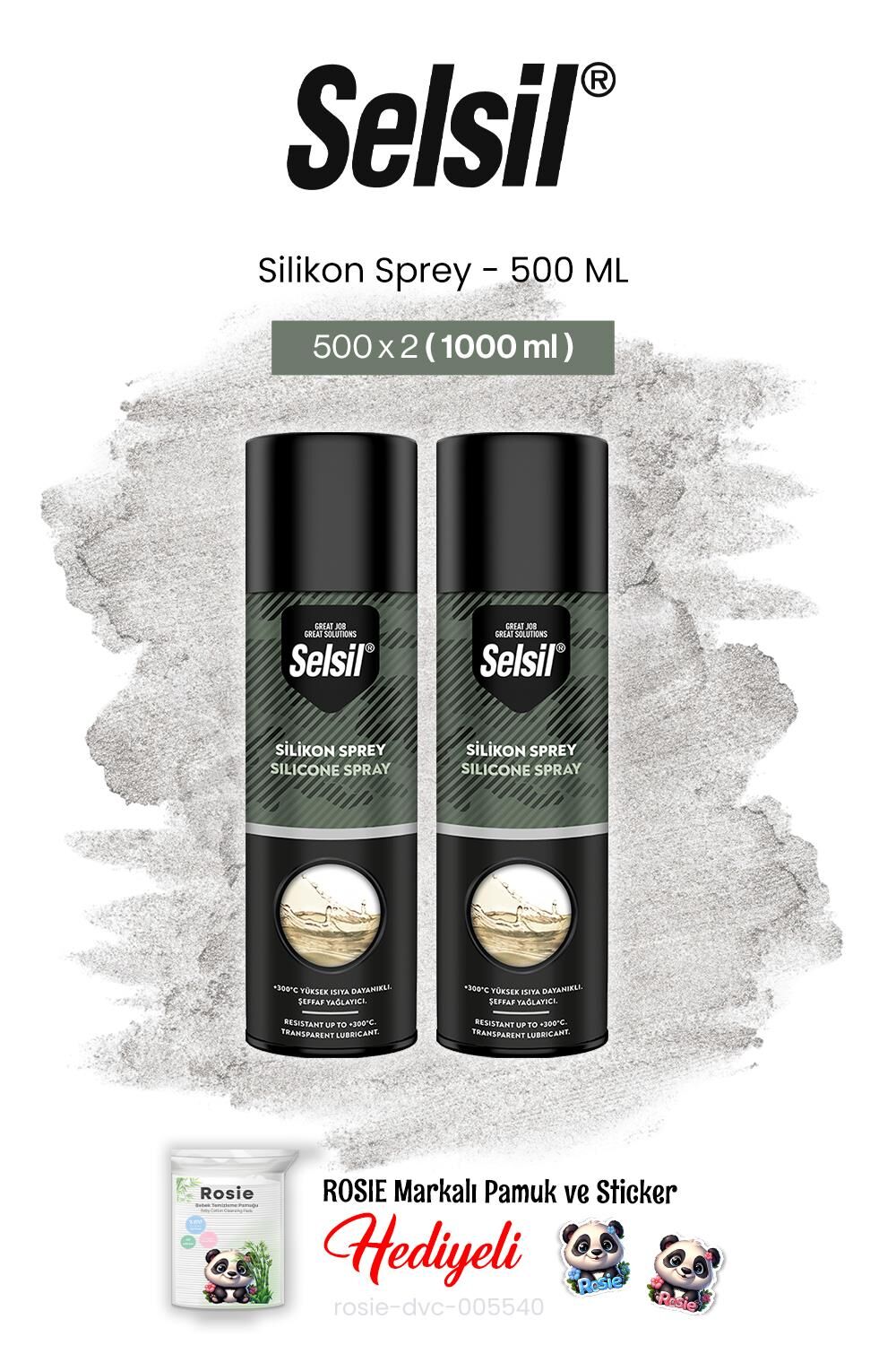 Selsil Silikon Sprey, 500 ml 2 adet ve rosie pamuk