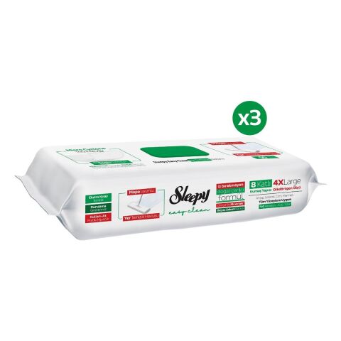 Sleepy Easy Clean Beyaz Sabun Katkılı Mopa Uyumlu Yer Temizlik Havlusu 3x50 (150 Yaprak)