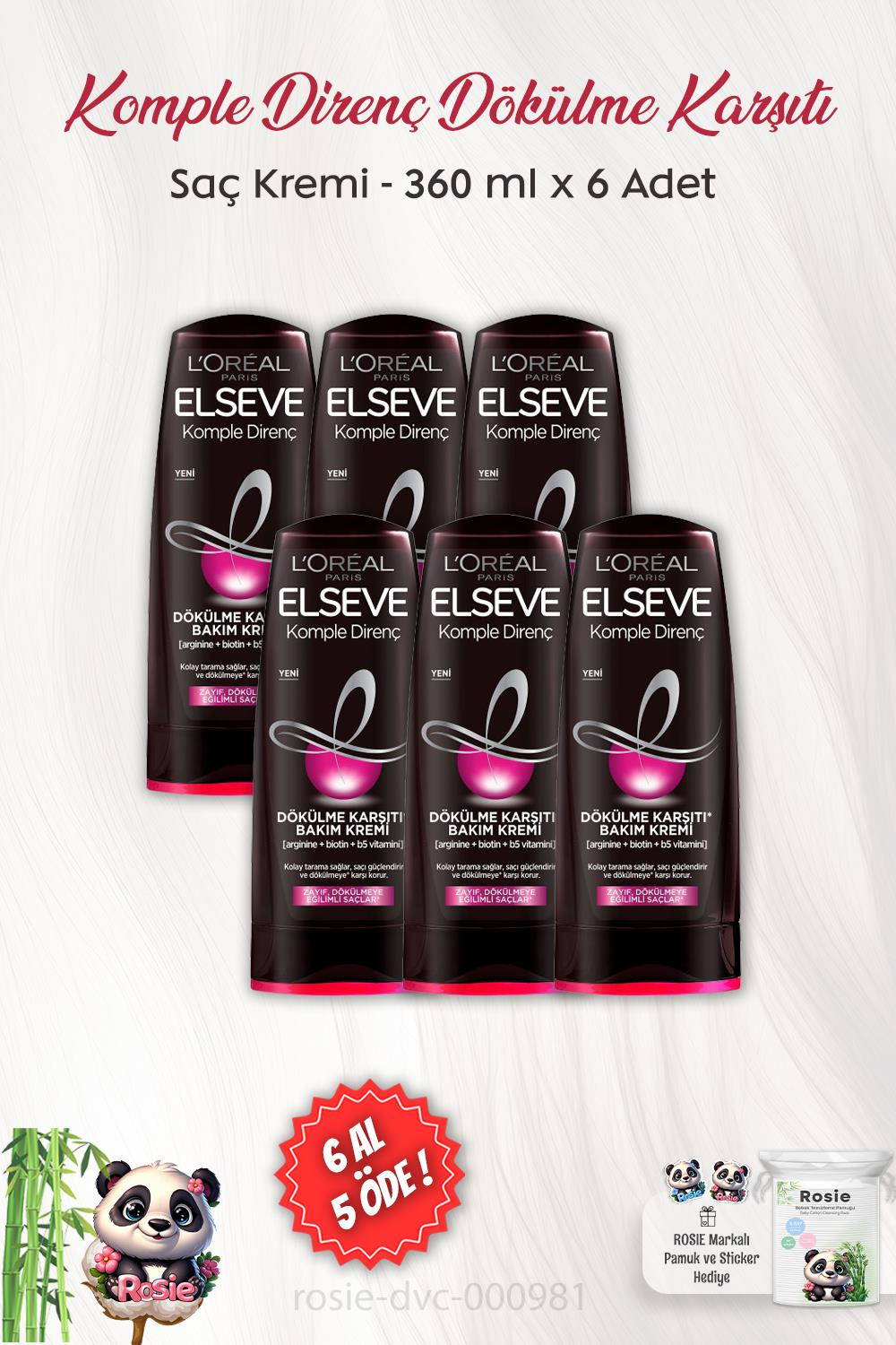 6 AL 5 ÖDE Elseve Komple Direnç Dökülme Karşıtı Bakım Kremi 360 ml ve ROSIE