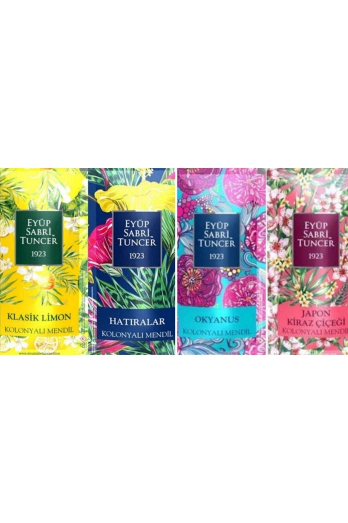 Eyüp Sabri Tuncer Kolonyalı Mendil Klasik Limon, Hatıralar, Japon Kiraz Çiçeği ve Okyanus 150 Adet (4Paket)