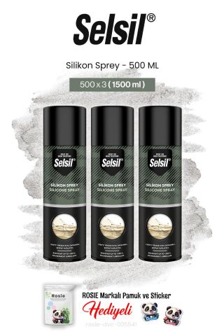 Selsil 3'lü Silikon Sprey, 500 ml ve rosie pamuk