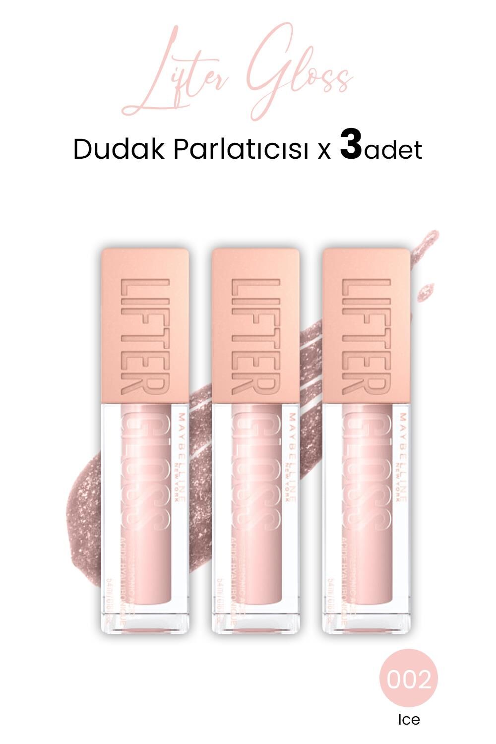 Maybelline New York Lifter Gloss Dudak Parlatıcısı 002 Ice x 3 adet