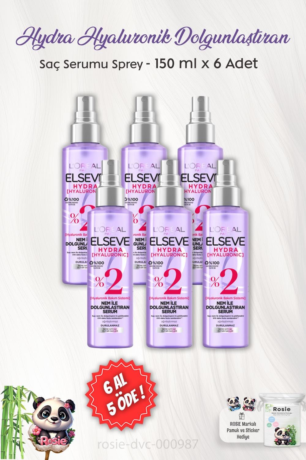 6 AL 5 ÖDE Elseve Hydra Hyaluronik Dolgunlaştıran Serum Sprey 150 ml ve ROSIE