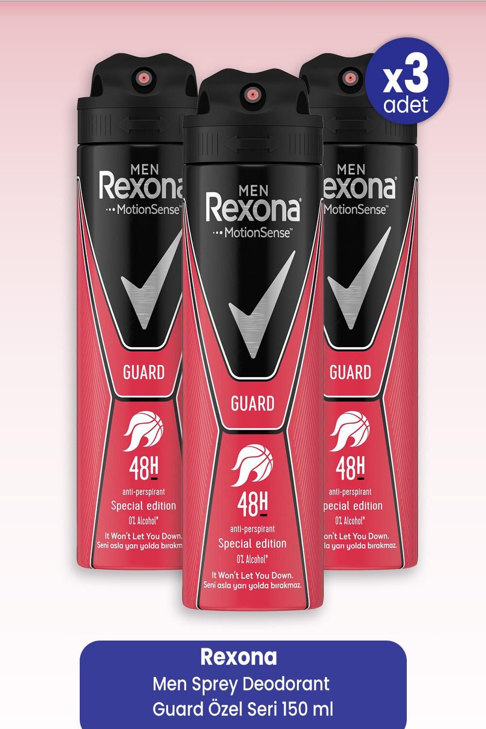 Rexona Men Sprey Deodorant Guard Özel Seri 150 ml x 3 Adet