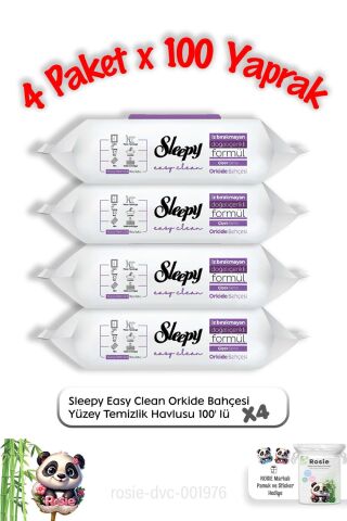 Sleepy Orkide Bahçesi Yüzey Temizlik Havlusu 100' lü X 4 ve Rosie Pamuk