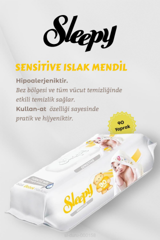Sensitive 90' lı Islak Mendil 12 Paket Mavi Cold Mix Hediyeli
