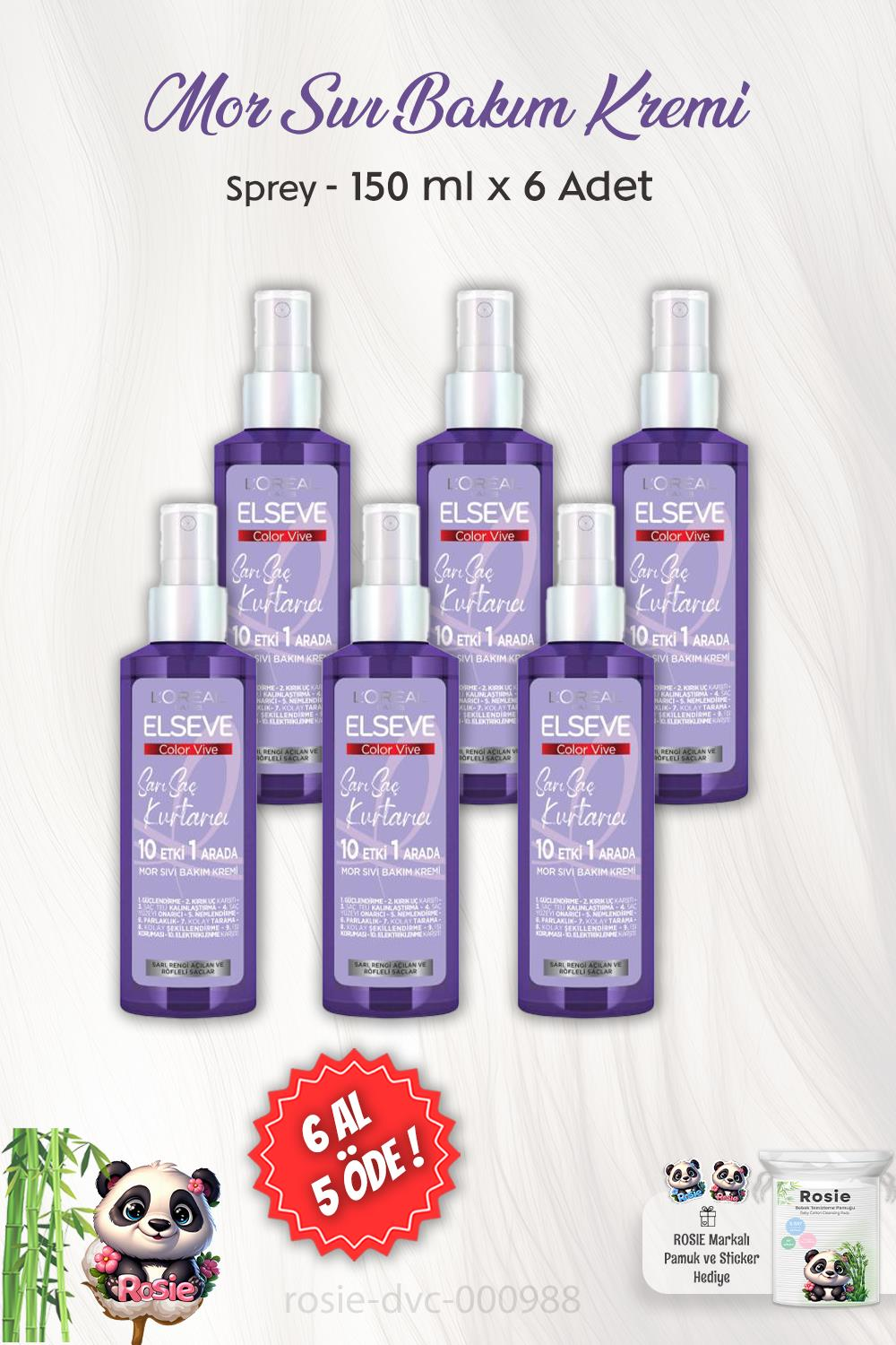 6 AL 5 ÖDE Elseve Mor Sıvı Bakım Kremi 150 ml ve ROSIE