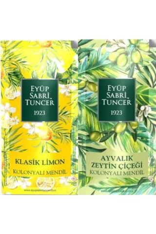 Eyüp Sabri Tuncer Kolonyalı Mendil Klasik Limon ve Ayvalık Zeytin Çiçeği 150 Adet (2 Paket)
