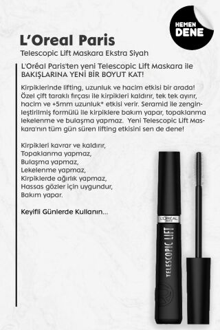 Loreal Paris Telescopic Lift Maskara Ekstra Siyah