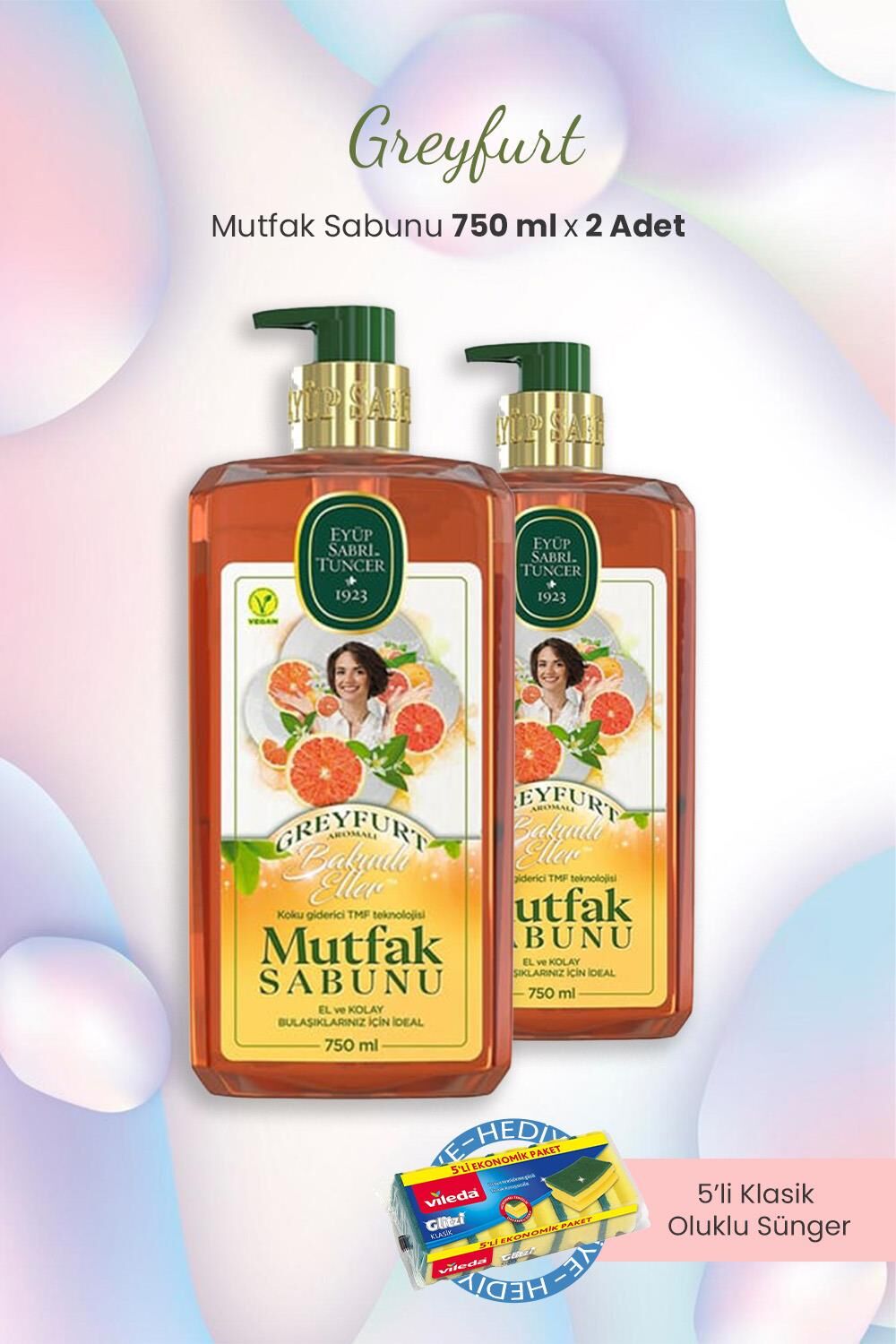 Eyüp Sabri Tuncer Greyfurt 2'li Mutfak Sabunu 750 ml ve Bulaşık Süngeri