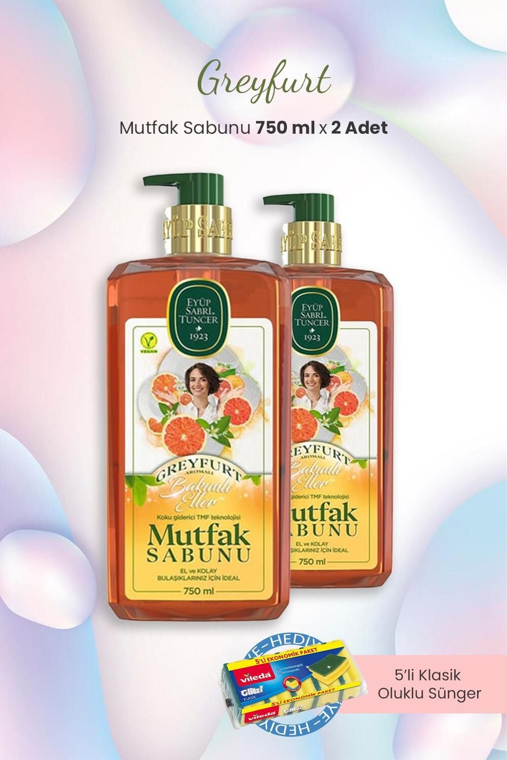 Eyüp Sabri Tuncer Greyfurt 2'li Mutfak Sabunu 750 ml ve Bulaşık Süngeri