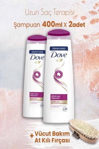 Dove Şampuan Uzun Saç Terapisi 400 ml x 2 Adet ve Vücut Bakım At Kılı Fırçası
