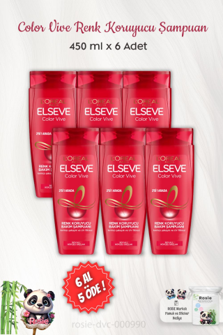 6 AL 5 ÖDE Elseve Color Vive Renk Koruyucu Bakım Şampuanı 450 ml ve ROSIE